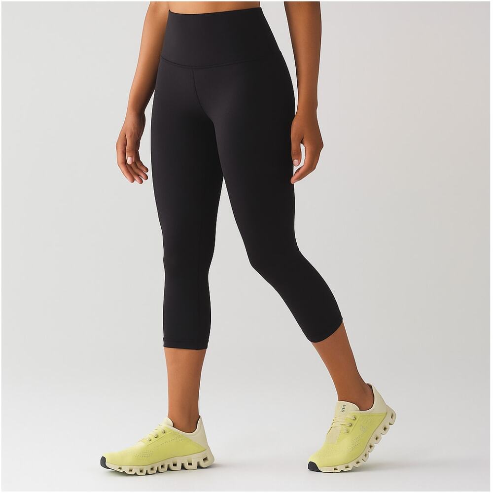 Lululemon Black Wunder Under Crop (Hi-Rise) 21" Luxtreme Leggings Size 4 🖤✨🖤
